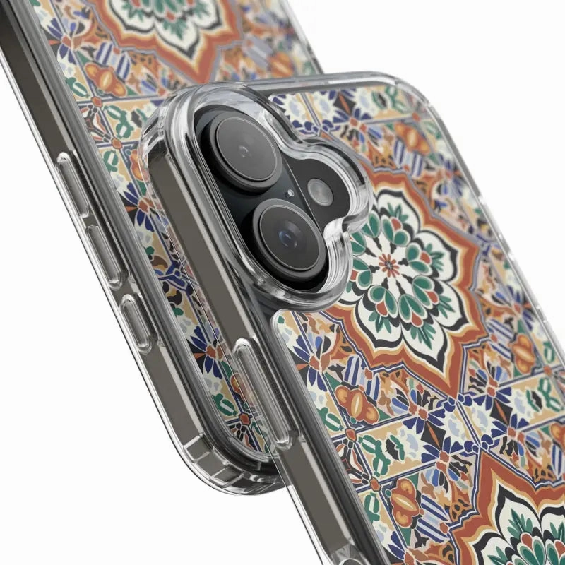 Stylish Clear Case with Vibrant Geometric Pattern