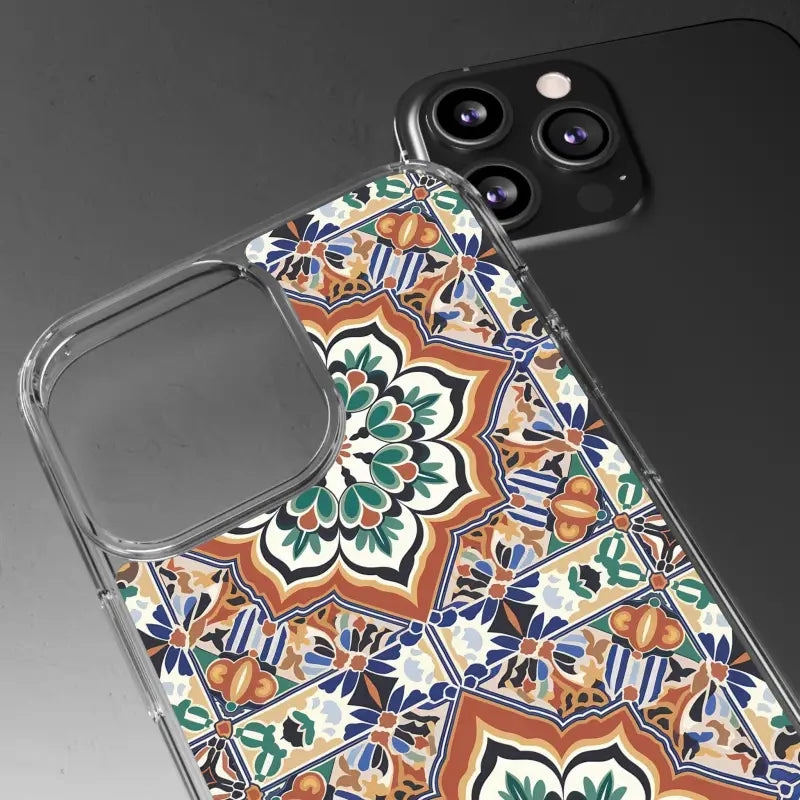 Stylish Clear Case with Vibrant Geometric Pattern