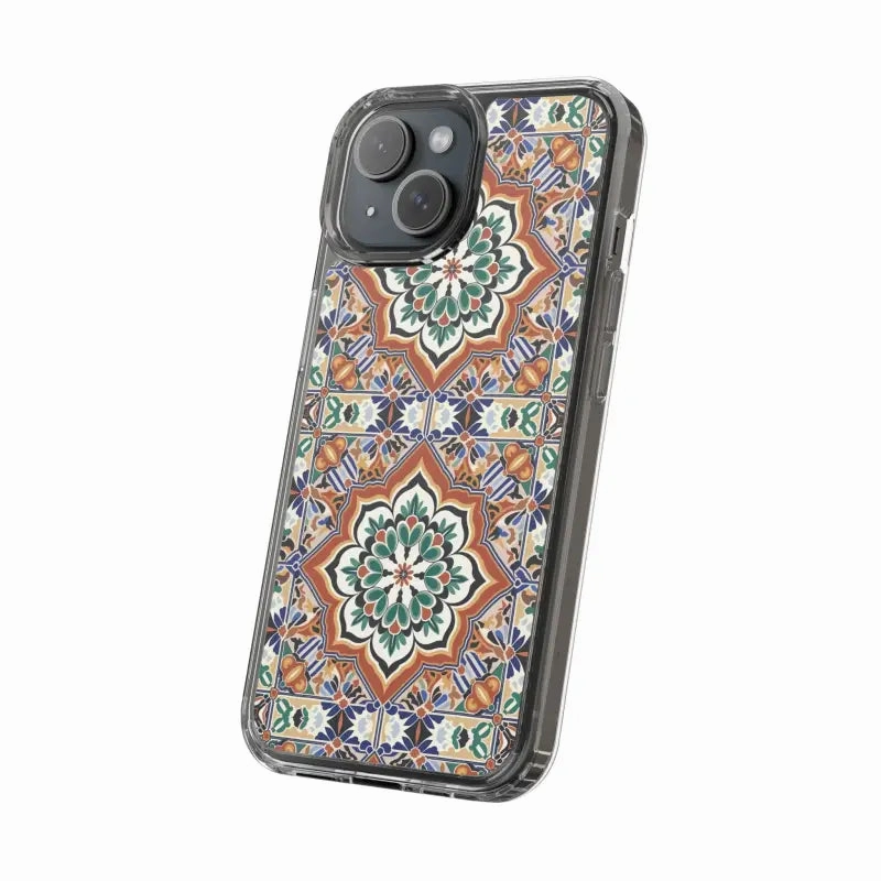 Stylish Clear Case with Vibrant Geometric Pattern