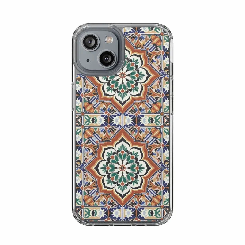 Stylish Clear Case with Vibrant Geometric Pattern
