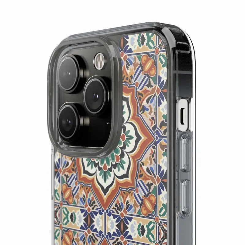 Stylish Clear Case with Vibrant Geometric Pattern