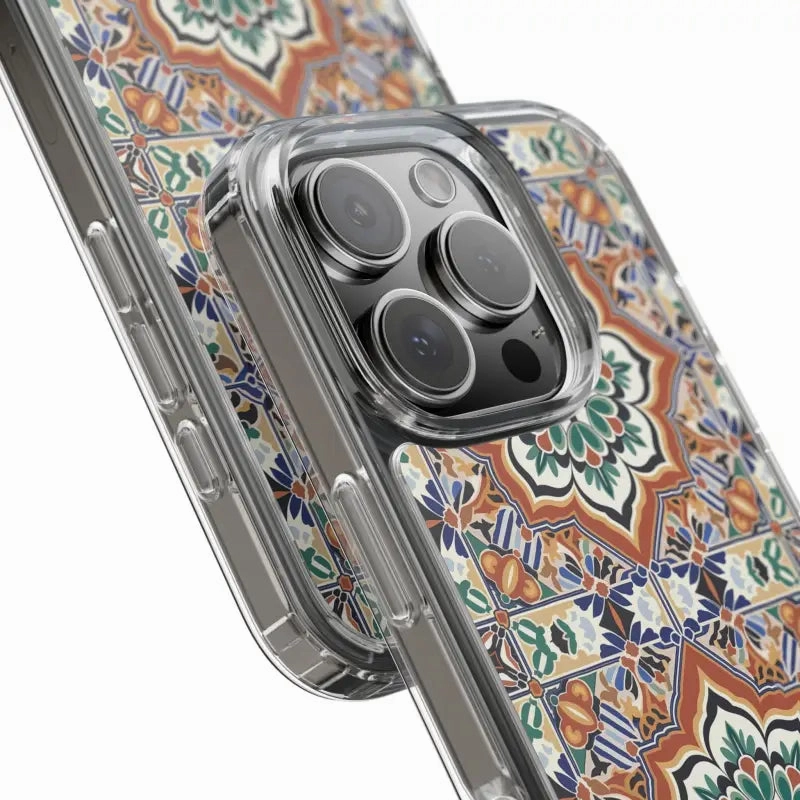 Stylish Clear Case with Vibrant Geometric Pattern