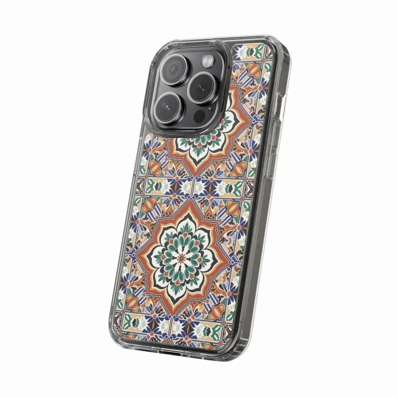 Stylish Clear Case with Vibrant Geometric Pattern