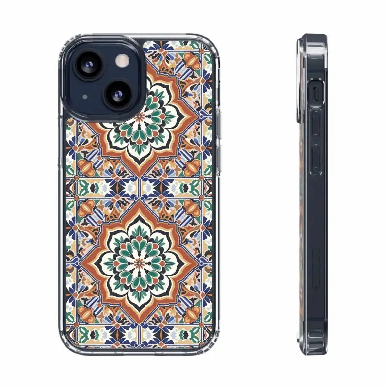 Stylish Clear Case with Vibrant Geometric Pattern