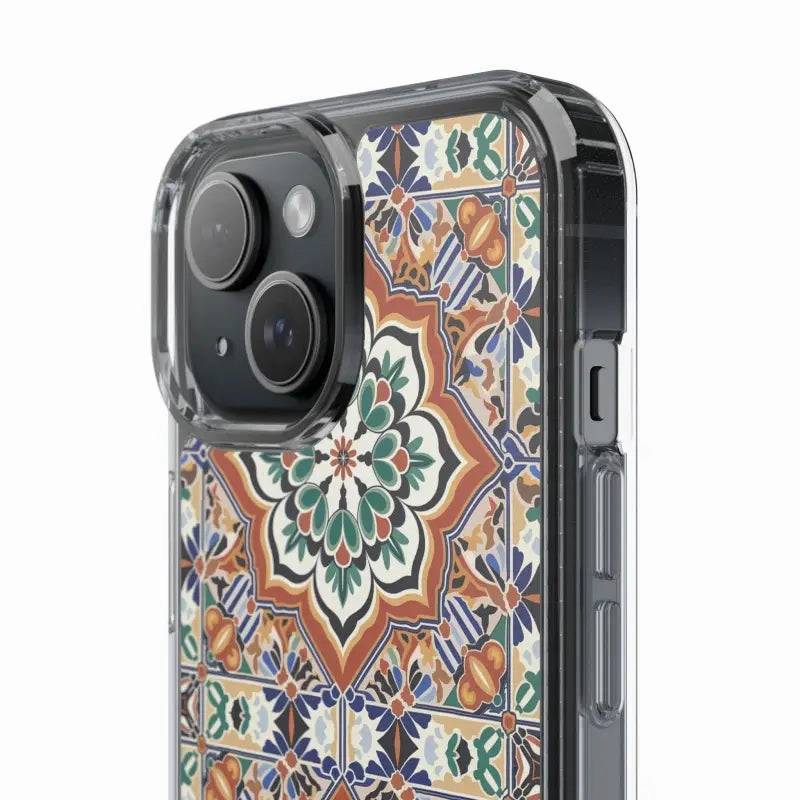 Stylish Clear Case with Vibrant Geometric Pattern