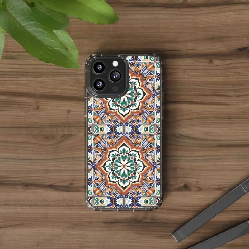 Stylish Clear Case with Vibrant Geometric Pattern