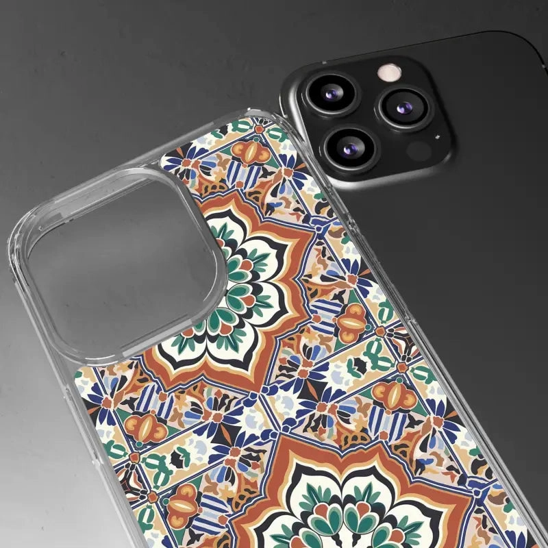 Stylish Clear Case with Vibrant Geometric Pattern