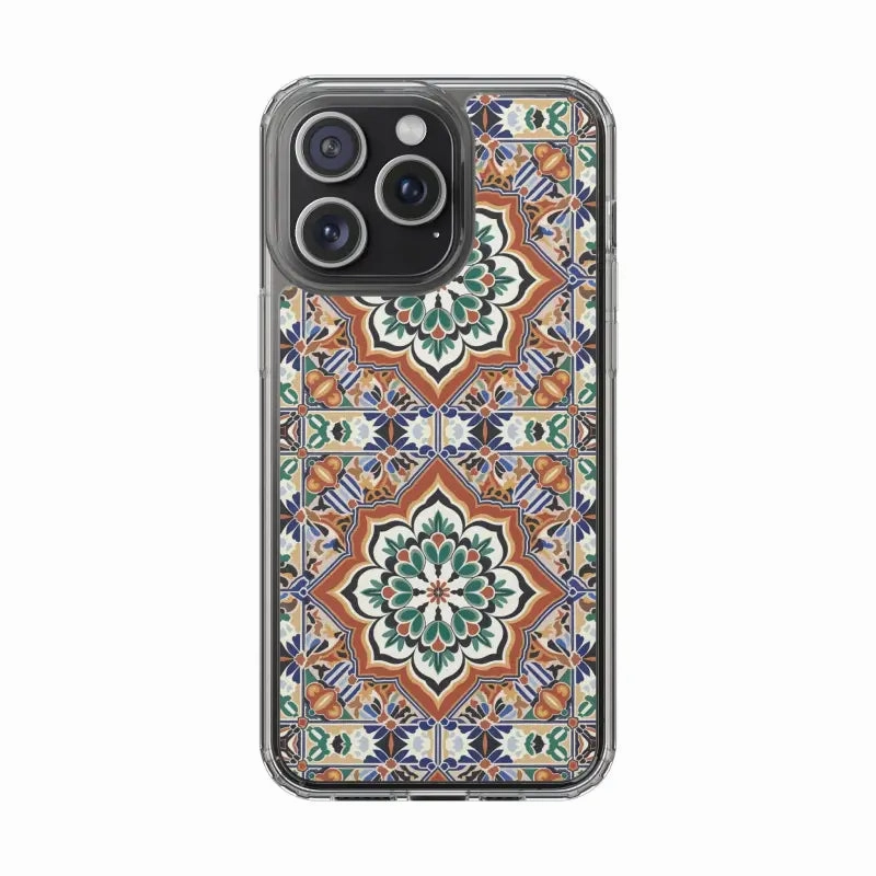 Stylish Clear Case with Vibrant Geometric Pattern