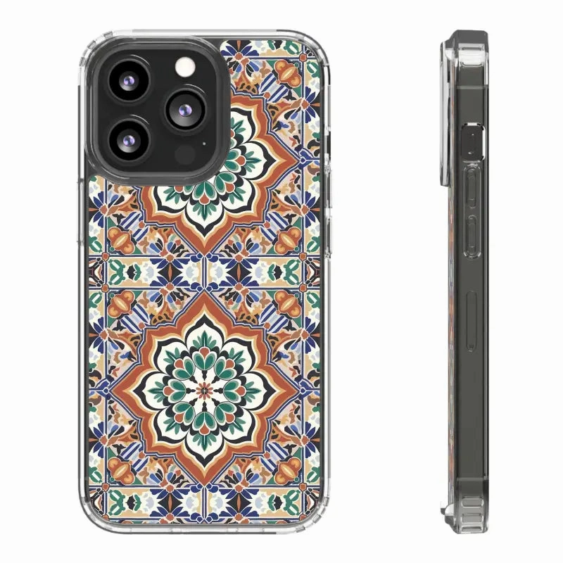 Stylish Clear Case with Vibrant Geometric Pattern