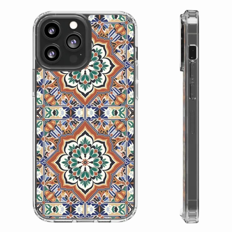 Stylish Clear Case with Vibrant Geometric Pattern