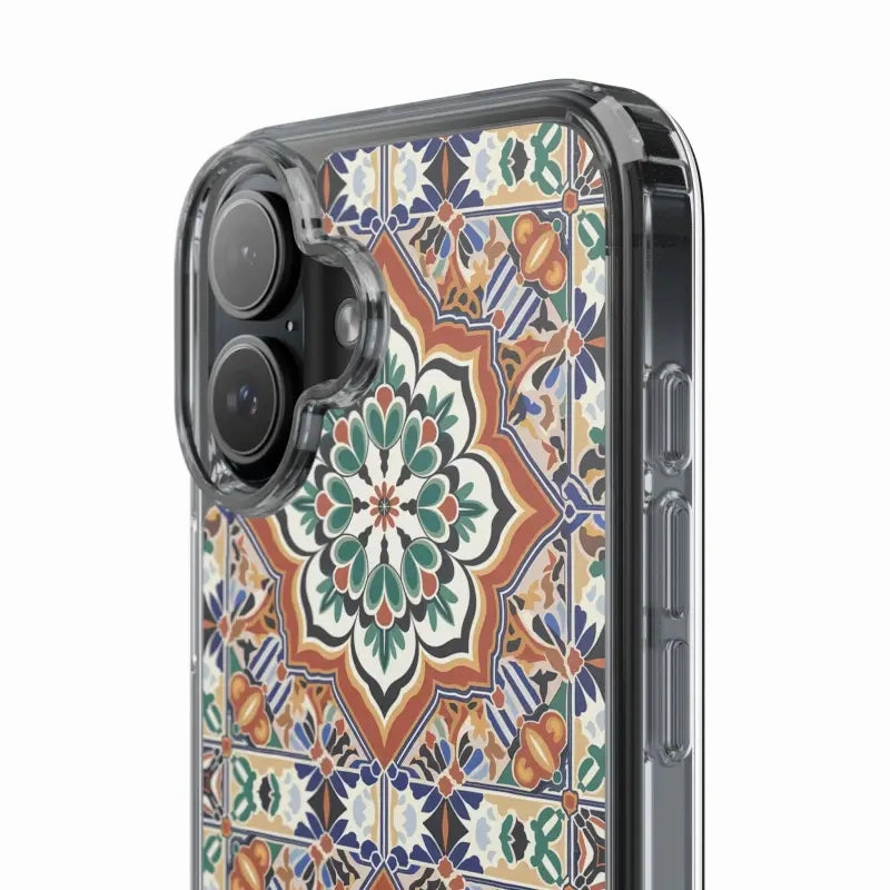 Stylish Clear Case with Vibrant Geometric Pattern
