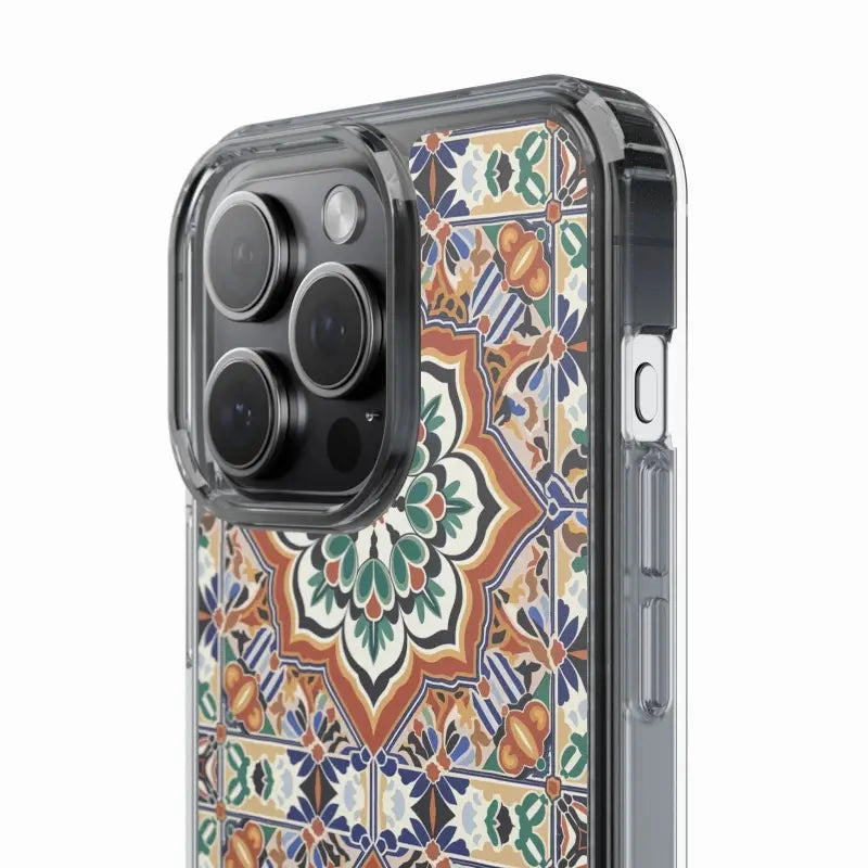 Stylish Clear Case with Vibrant Geometric Pattern