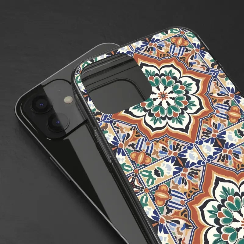 Stylish Clear Case with Vibrant Geometric Pattern