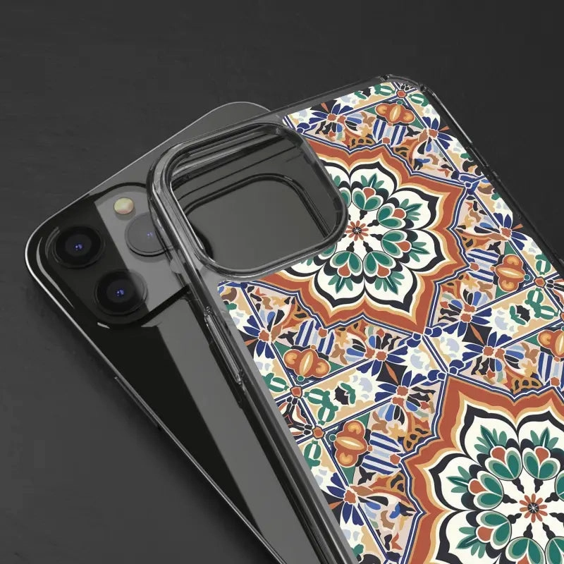 Stylish Clear Case with Vibrant Geometric Pattern