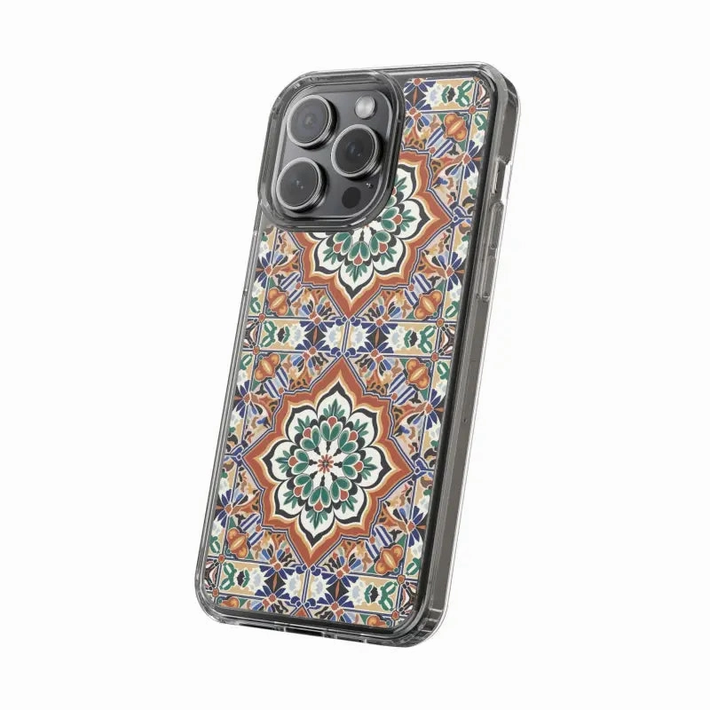 Stylish Clear Case with Vibrant Geometric Pattern