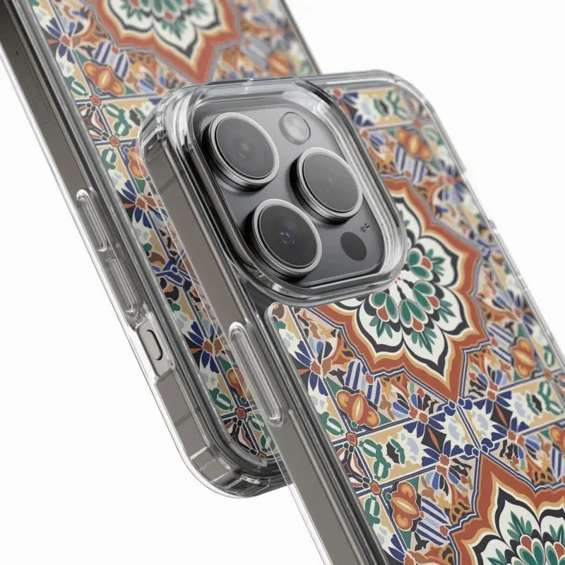 Stylish Clear Case with Vibrant Geometric Pattern