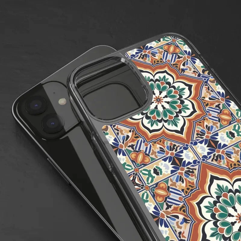 Stylish Clear Case with Vibrant Geometric Pattern