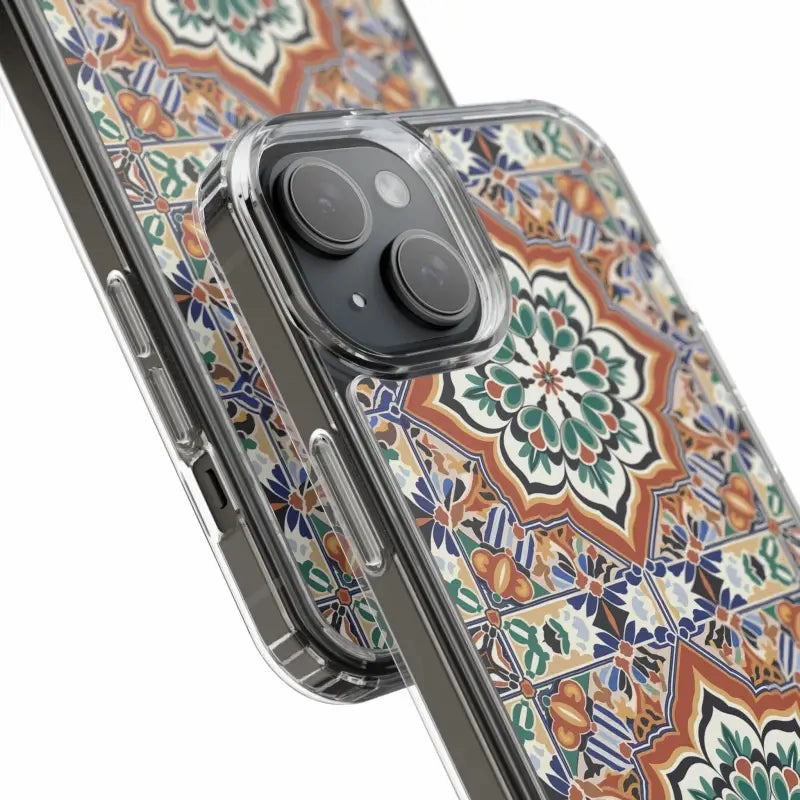 Stylish Clear Case with Vibrant Geometric Pattern