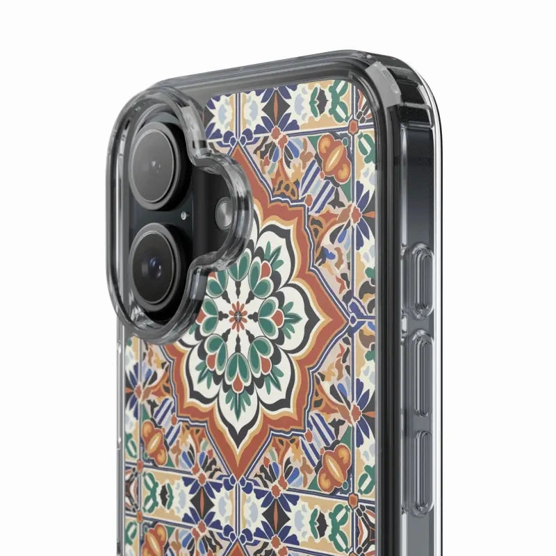 Stylish Clear Case with Vibrant Geometric Pattern
