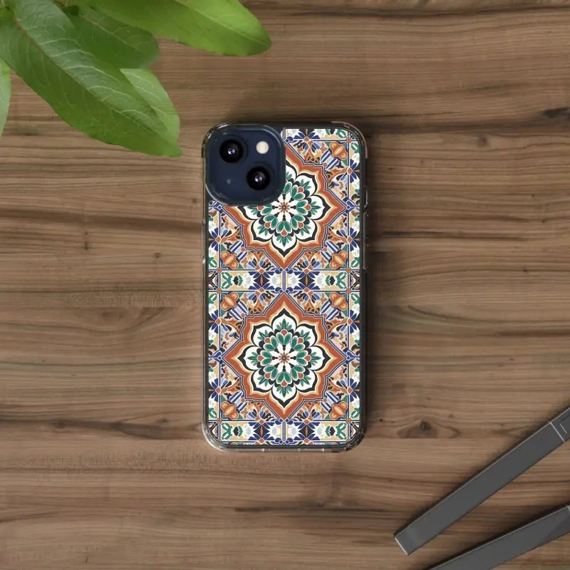 Stylish Clear Case with Vibrant Geometric Pattern