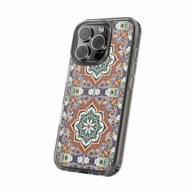 Stylish Clear Case with Vibrant Geometric Pattern