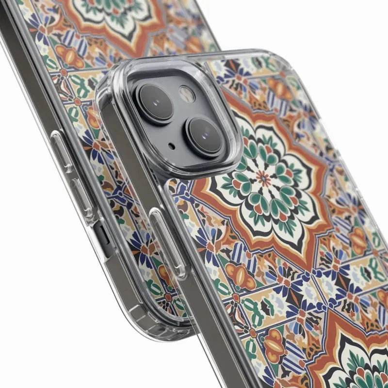 Stylish Clear Case with Vibrant Geometric Pattern