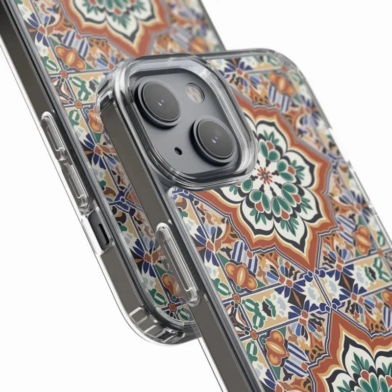 Stylish Clear Case with Vibrant Geometric Pattern