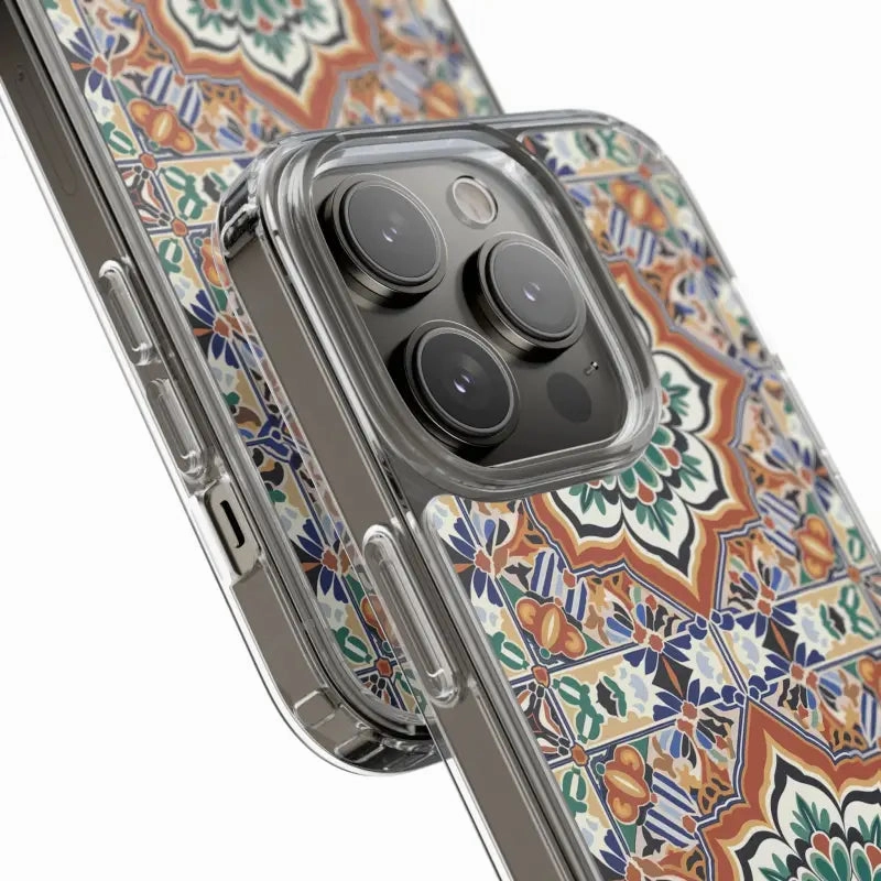 Stylish Clear Case with Vibrant Geometric Pattern
