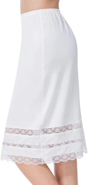 Subuteay Half Slips for Women Extender Lace Trim Knee Length Midi Underskirt Dress