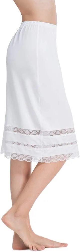 Subuteay Half Slips for Women Extender Lace Trim Knee Length Midi Underskirt Dress
