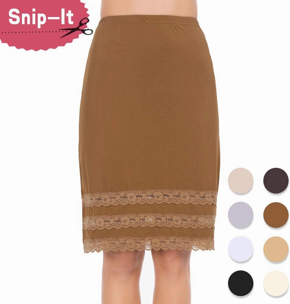 Subuteay Half Slips for Women Extender Lace Trim Knee Length Midi Underskirt Dress