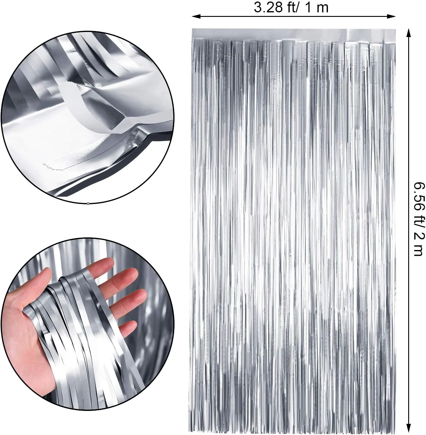 Sumind 4 Packs Photo Booth Backdrops Foil Curtains Metallic Tinsel Backdrop Curtains Door Fringe Curtains for Wedding Birthday Christmas Halloween Disco Party Favour Decorations (Matt Silver)