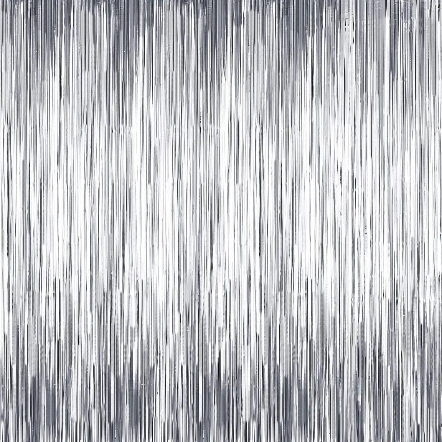 Sumind 4 Packs Photo Booth Backdrops Foil Curtains Metallic Tinsel Backdrop Curtains Door Fringe Curtains for Wedding Birthday Christmas Halloween Disco Party Favour Decorations (Matt Silver)