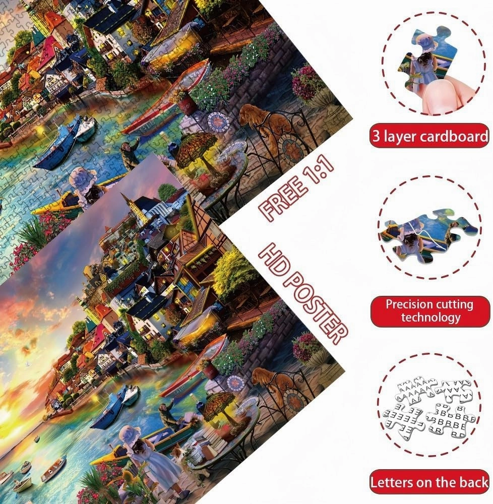 Summer Lake Puzzles for Adults 1000 Pieces, Sunset Landscapes Intellectual, Decompressing, Challenging Fun Game Jigsaw Puzzles Toy for Kids, Family, Friends Finished Size 27" x 20"