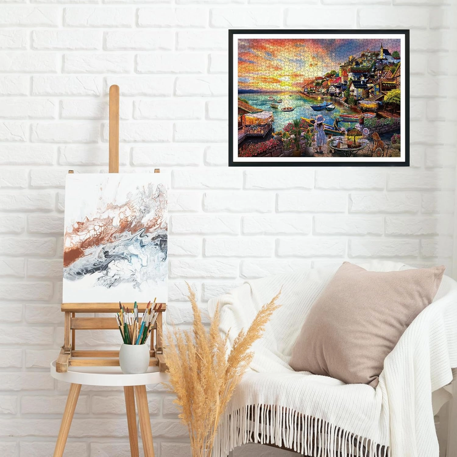 Summer Lake Puzzles for Adults 1000 Pieces, Sunset Landscapes Intellectual, Decompressing, Challenging Fun Game Jigsaw Puzzles Toy for Kids, Family, Friends Finished Size 27" x 20"