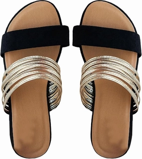 Summer Sandals for Women 2024 Strappy Sandals for Women Women's Faux Suede Flat Sandals Chain Strap Open Toe Slide Sandal Gold Sandals for Women