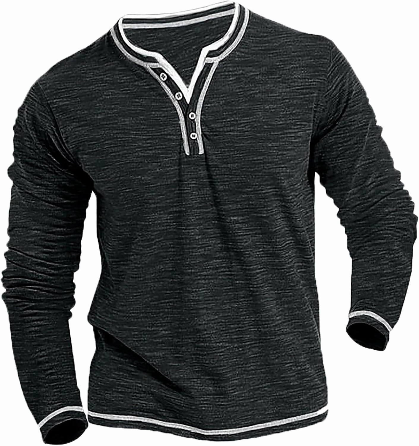 Summer Shirts for Men Long Sleeve Button Pocket Henry Collar Comfortable Loose Summer Comfy Fashion Trendy T-Shirts