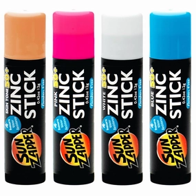 Sun Zapper Zinc Oxide Sunscreen Sticks – SPF 50  Water Resistant – Beach Pack with 4 Colors (Light Skin Tone, Pink, White, Blue) – Broad Spectrum Sunblock for Face & Body – Made in Australia