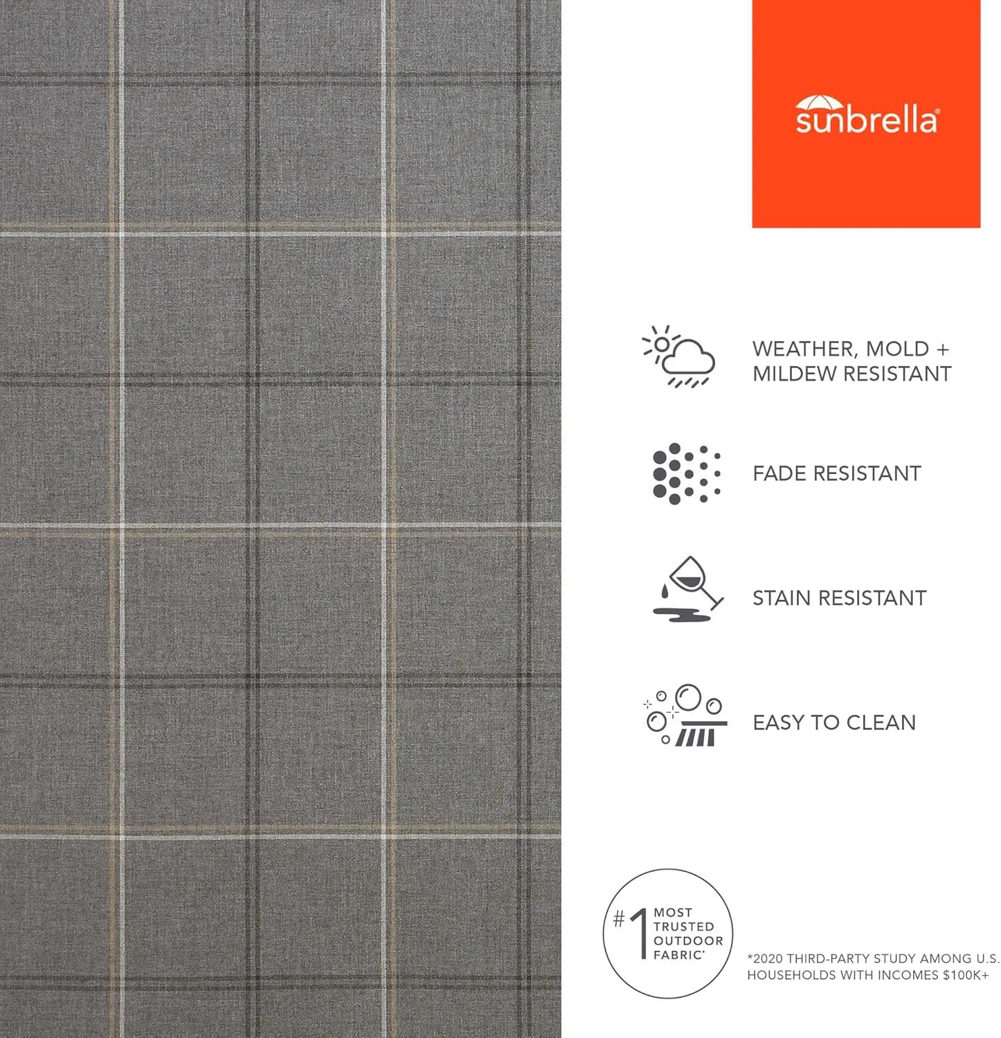 Sunbrella Fabric by The Yard | Official Sunbrella Seller | Indoor or Outdoor Upholstery Fabric for Chairs, Cushions, Drapery, Pillows, Furniture | Paradigm Stone