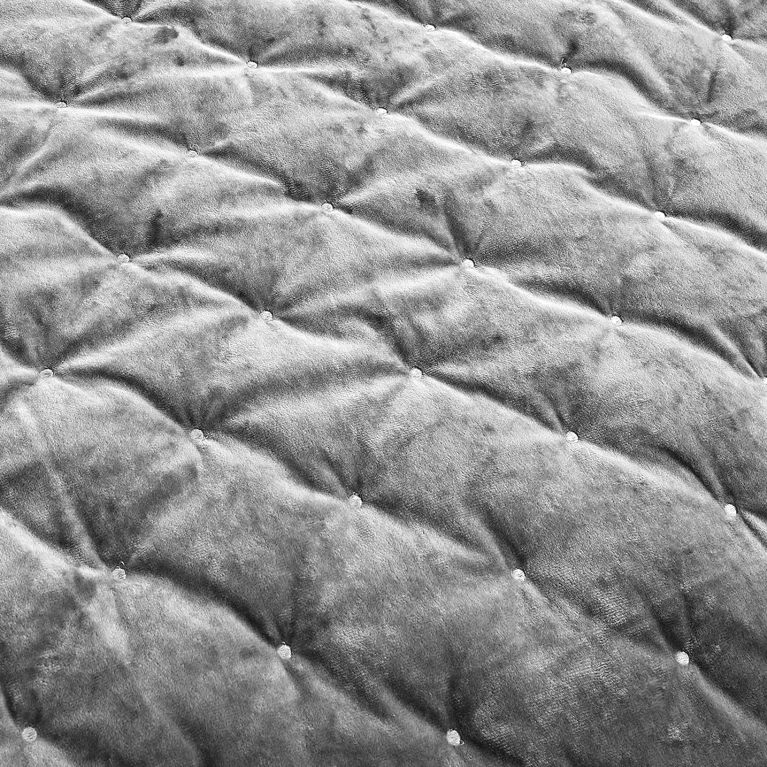 Sunshine Nicole Embroidery Quilt Set with Metallic Silver Thread, Distressed Velvet Face and Brushed Solid Microfiber Reverse, with Light Weight Soft Poly Fill, 3 Pieces Grey Silver, King