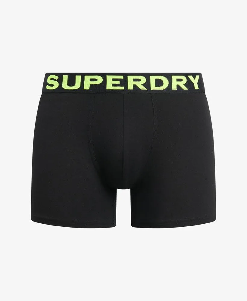 Superdry Men's 3 Pack Organic Cotton Boxer Briefs, Black (Yellow/Pink/Blue)