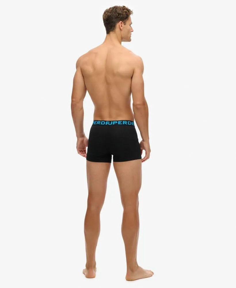 Superdry Men's 3 Pack Organic Cotton Boxer Briefs, Black (Yellow/Pink/Blue)