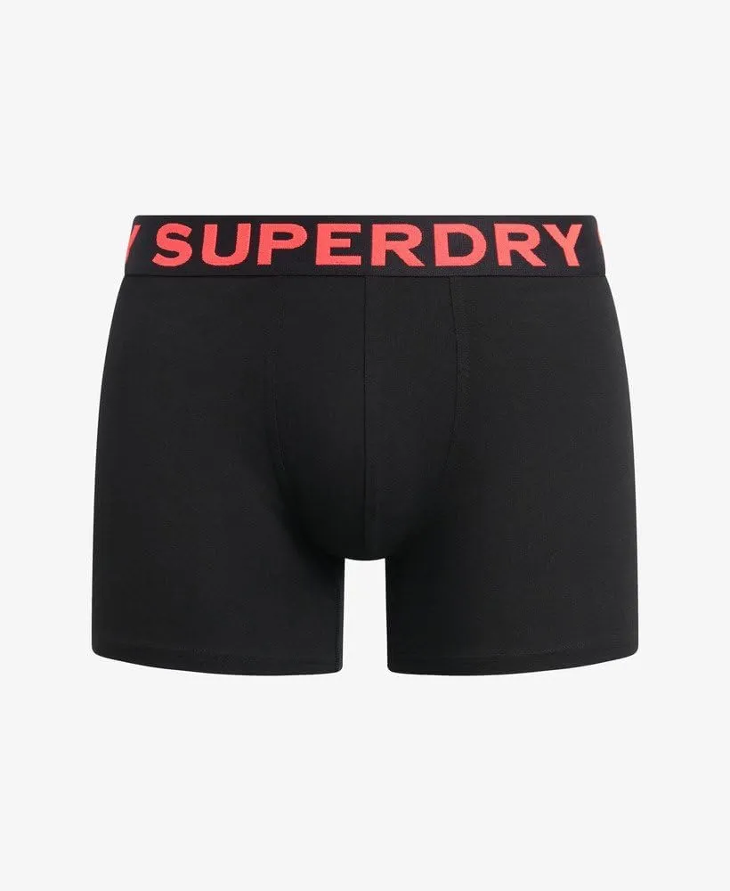 Superdry Men's 3 Pack Organic Cotton Boxer Briefs, Black (Yellow/Pink/Blue)