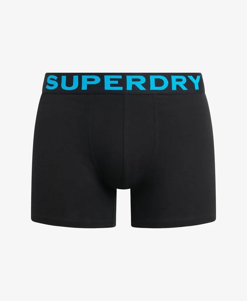 Superdry Men's 3 Pack Organic Cotton Boxer Briefs, Black (Yellow/Pink/Blue)
