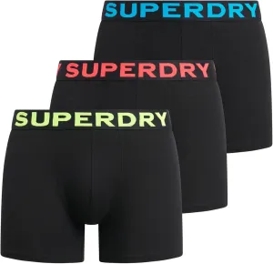 Superdry Men's 3 Pack Organic Cotton Boxer Briefs, Black (Yellow/Pink/Blue)