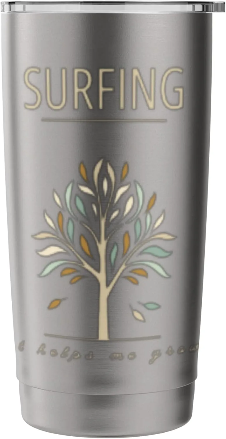 Surfing Wave Ocean Tree Growth Nature Adventure Stainless Steel Insulated Tumbler