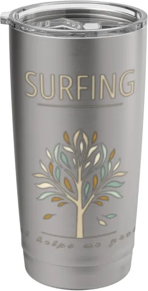 Surfing Wave Ocean Tree Growth Nature Adventure Stainless Steel Insulated Tumbler