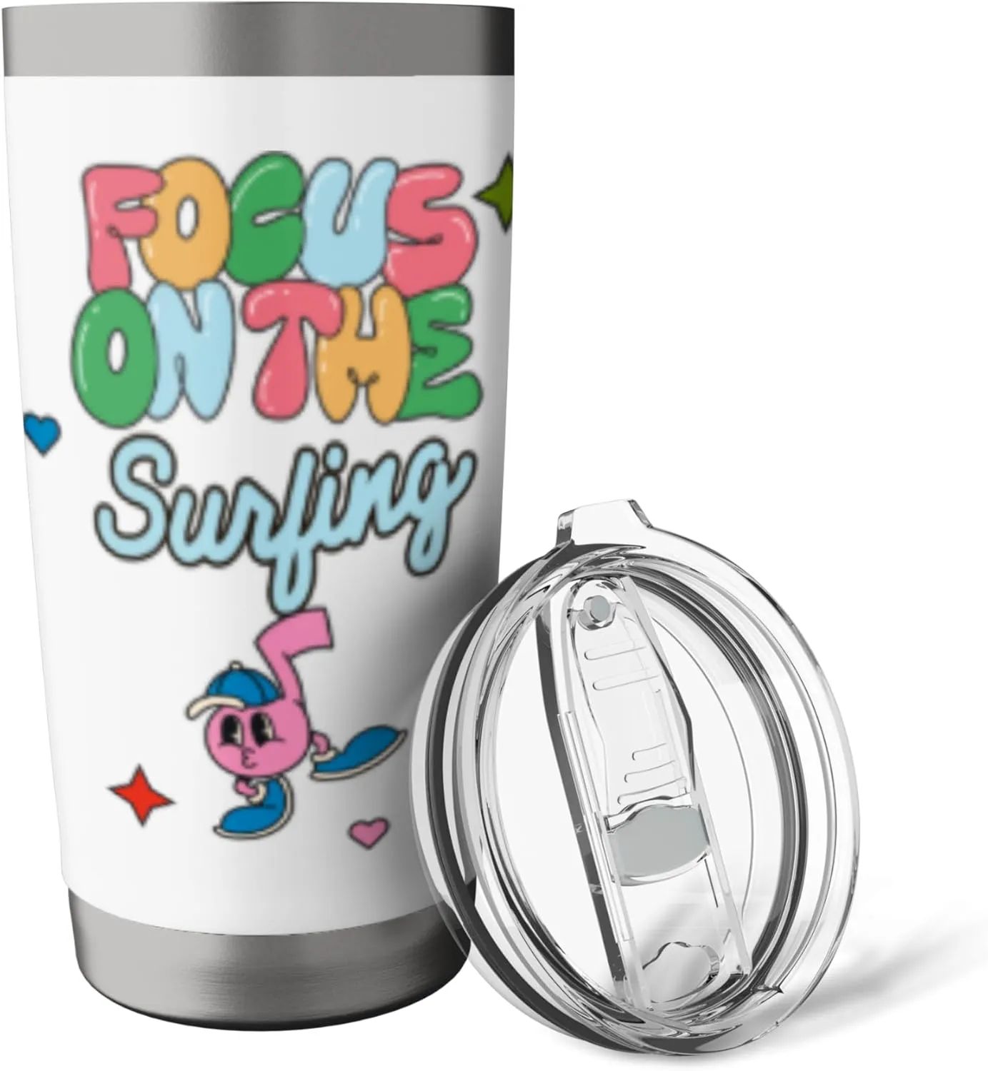 Surfing Waves Ocean Beach Ride Surfboard Sunset Stainless Steel Insulated Tumbler