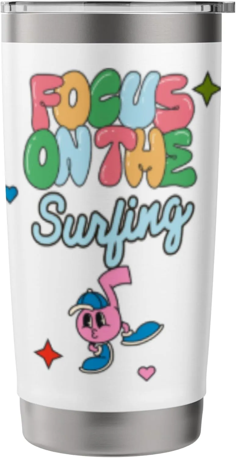 Surfing Waves Ocean Beach Ride Surfboard Sunset Stainless Steel Insulated Tumbler