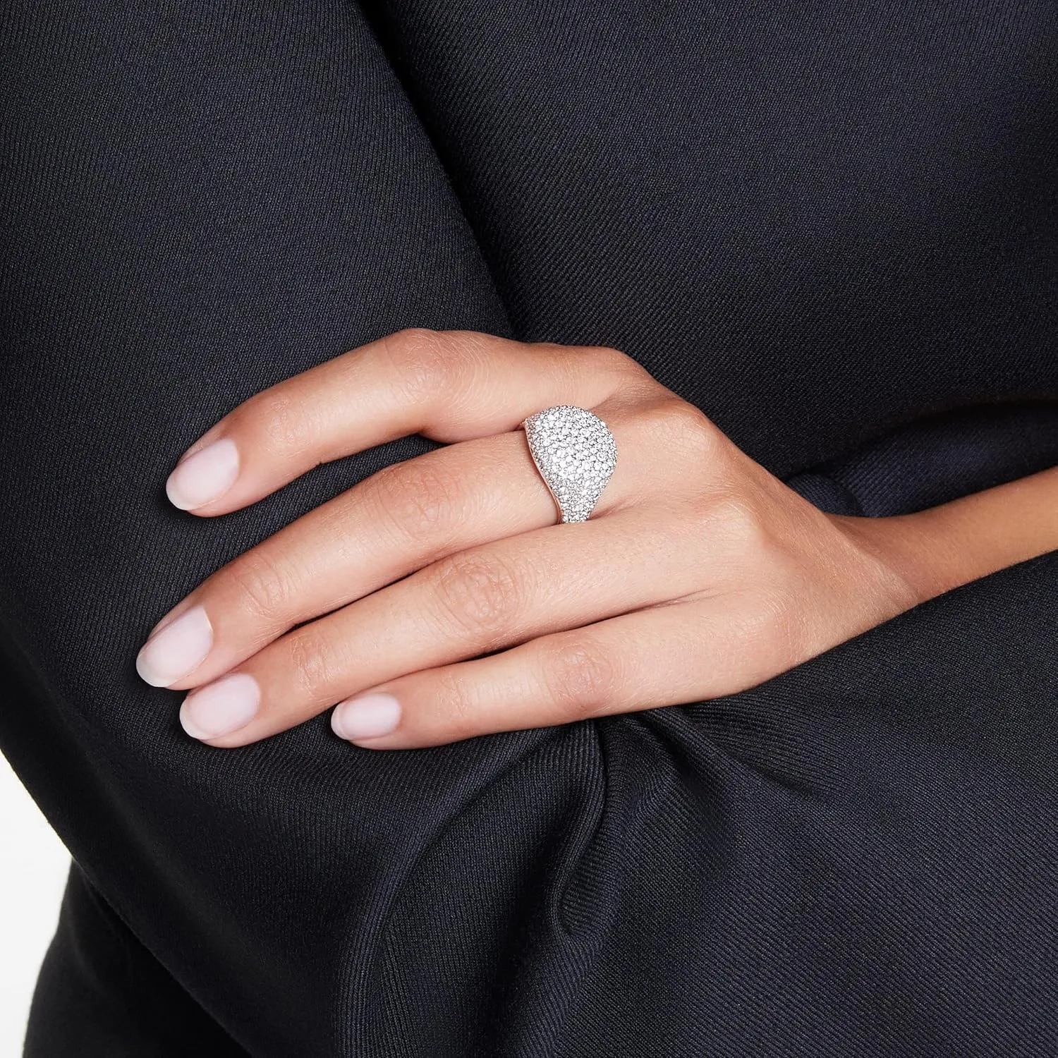 Swarovski Meteora Cocktail Ring, Clear Crystals, Rhodium Finished Metal